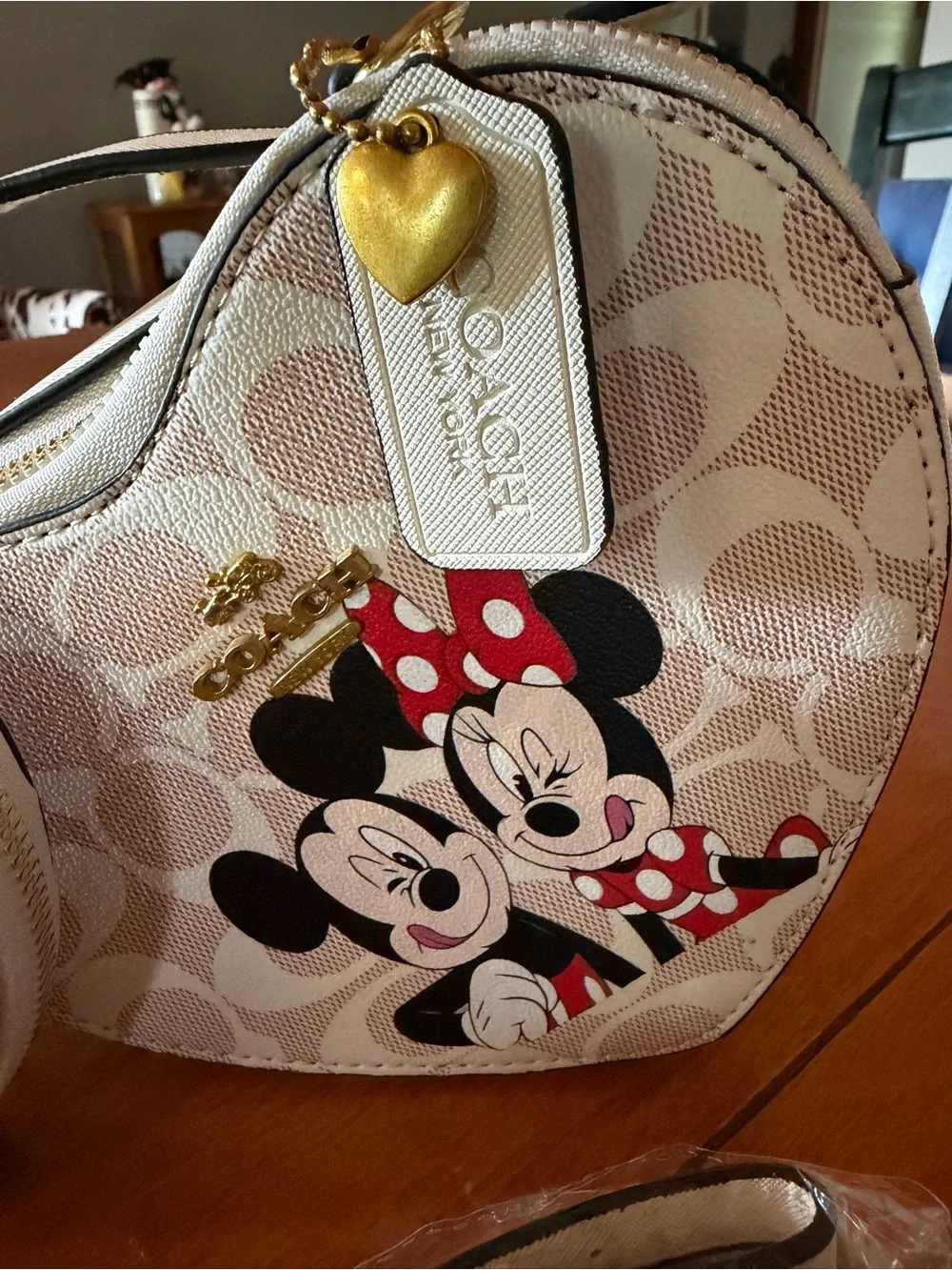 Coach Pink Heart Crossbody with Minnie & Mickey Print